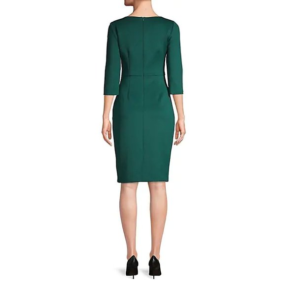 NEW! Eliza J V-Neck Sheath Green Coctail Dress, Size 4 - Picture 4 of 15